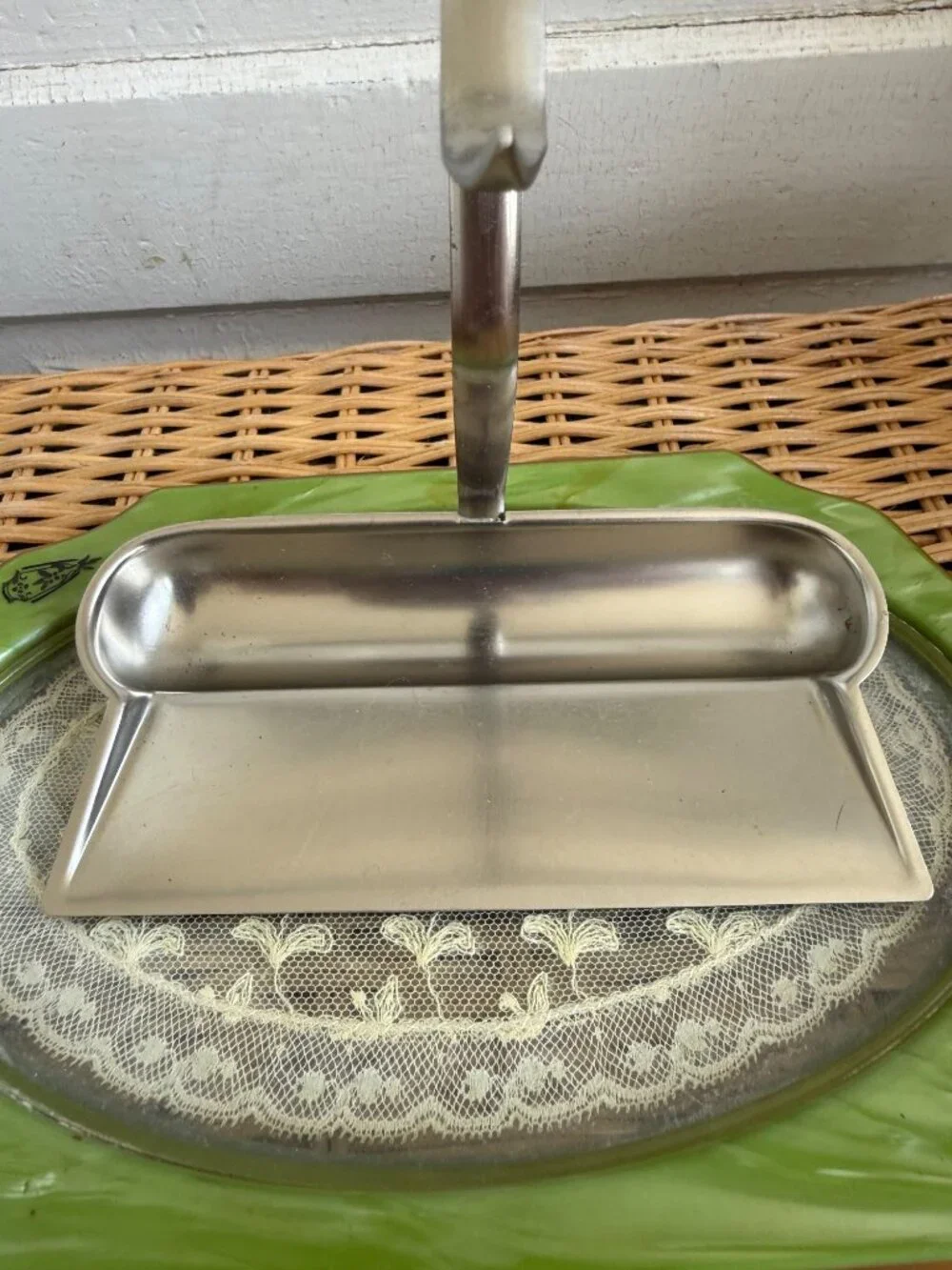 Vintage 50's Metawa Holland Pewter Silent Butler Crumb Tray and Brush